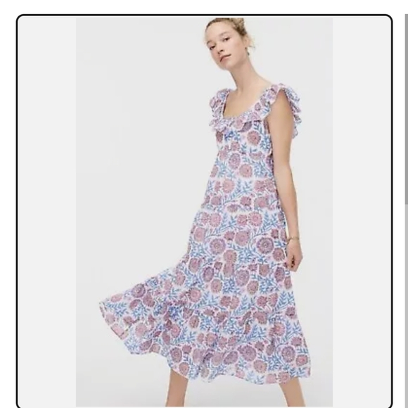 J. Crew Dresses & Skirts - NWT J. Crew Tiered Ruffles Neck Midi Neck in Floral Vine